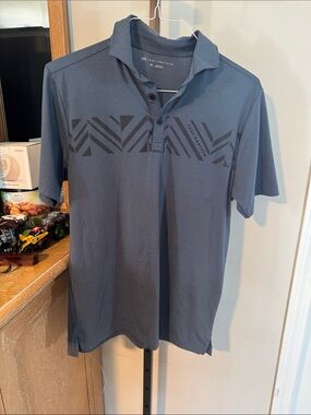 Travis Mathew Slate Blue Geometric-Trim Polo